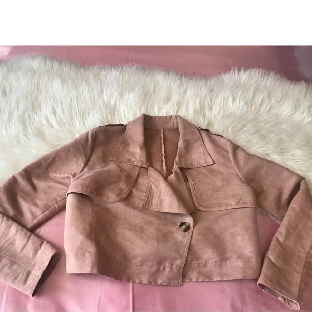 light pink moto cropped jacket
